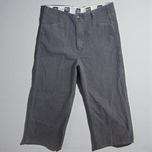 Vintage FB County 12 Corduroy‎ Wide Leg Cropped Pant Gray 90s High Rise Utility